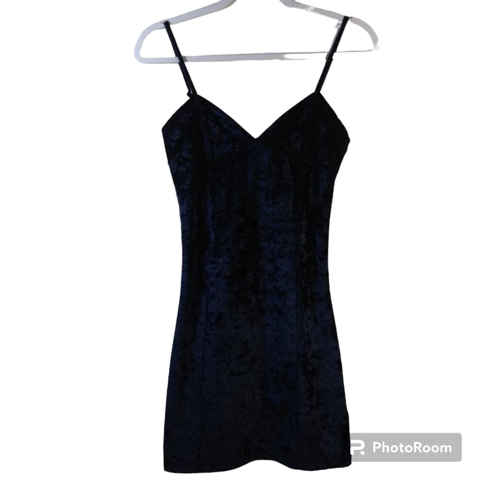 Insight Blue Velvet Body Con Mini Sleeveless Dress Size 4